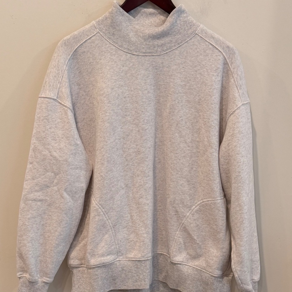 OFFLINE by Aerie Grey Heather Oversized Mock Neck Sweatshirt XS Pockets